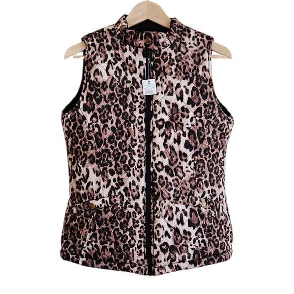 NEW! Princess Cruises Vest Puffer *Reversible* Black Animal Print Women's Small - Picture 6 of 11
